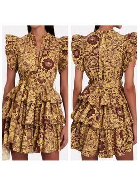 Ulla Johnson Honoria Tiered Cotton Poplin Mini Dress Size 4 NWT